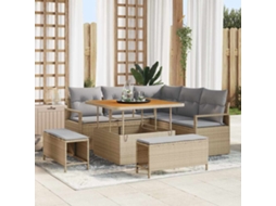 Vidaxl Conjunto De Sofá De Jardim 8 Unid. Bege Vime Pe