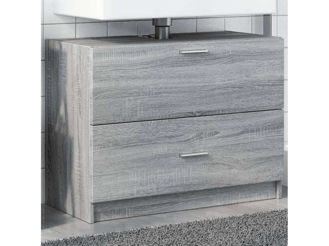 Vidaxl Armário De Lavatório 78x37x59 Cm Derivados Madeira Cinza Sonoma
