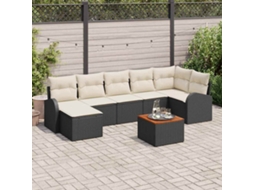 Vidaxl Conjunto De Sofá De Jardim 8 Pcs Preto E Creme Vime Pe