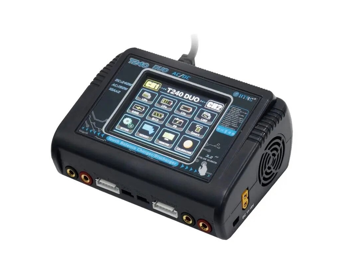 Htrc T240 Duo Ac 150w Dc 240w 10a Touch Screen Dual Channel Bateria Balance Charger Descarregador