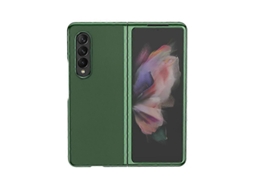 Capa Dobrável Em Couro Liso Com Acabamento Galvanizado Para Samsung Galaxy Z Fold3