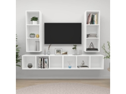 Vidaxl Armários De Parede Para Tv 4 Pcs Contraplacado Branco