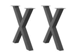 Vidaxl Pés Para Mesa De Jantar Em Formato De X, 2 Peças, Antracite, 70x(72-73) Cm, Aço