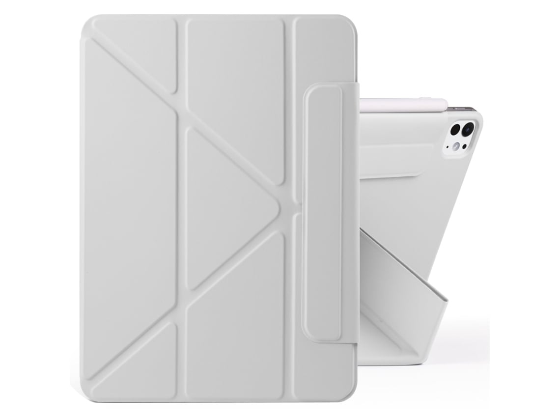 Capa Para Ipad Air 6 M2 2024 11 Polegadas Magnética Destacável Com Design Y-fold E Fecho Magnética Cinza