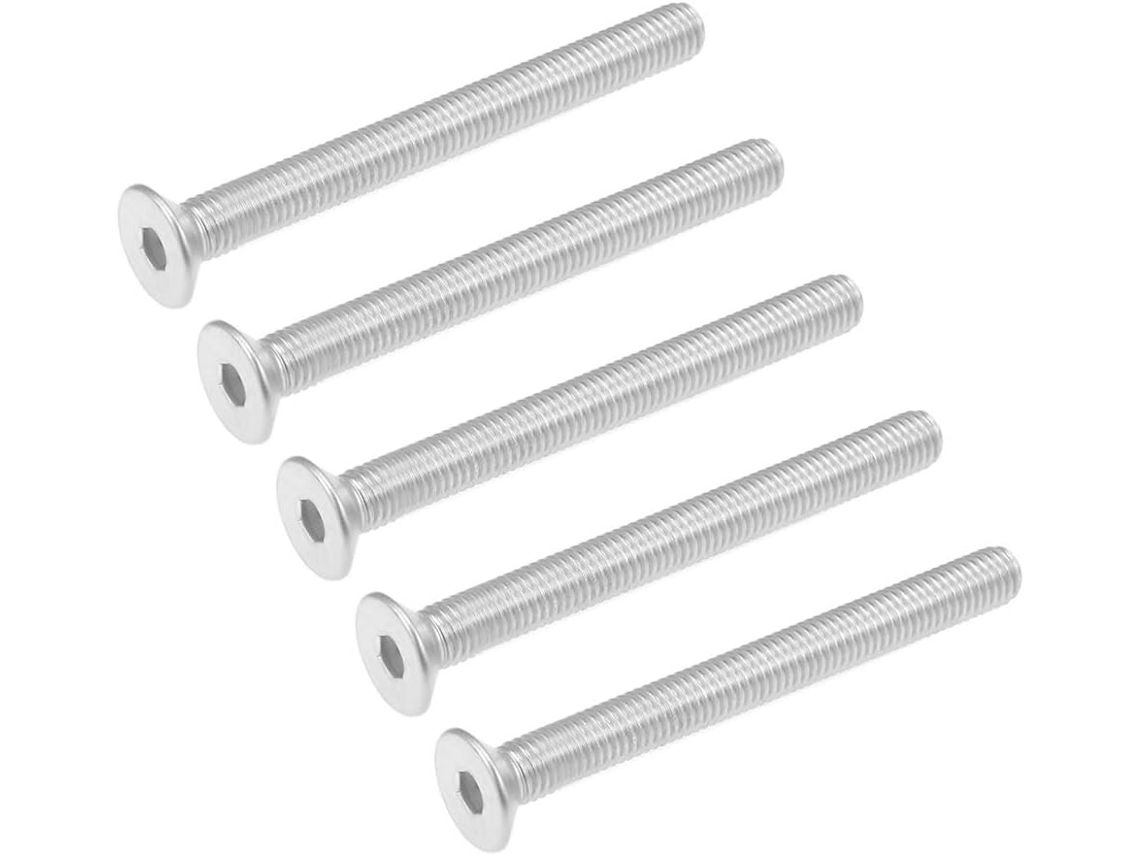 Conjunto de 5 Parafusos Sextavados com Cabeça Escareada Plana, Aço 304, M8x80mm CHABERLU
