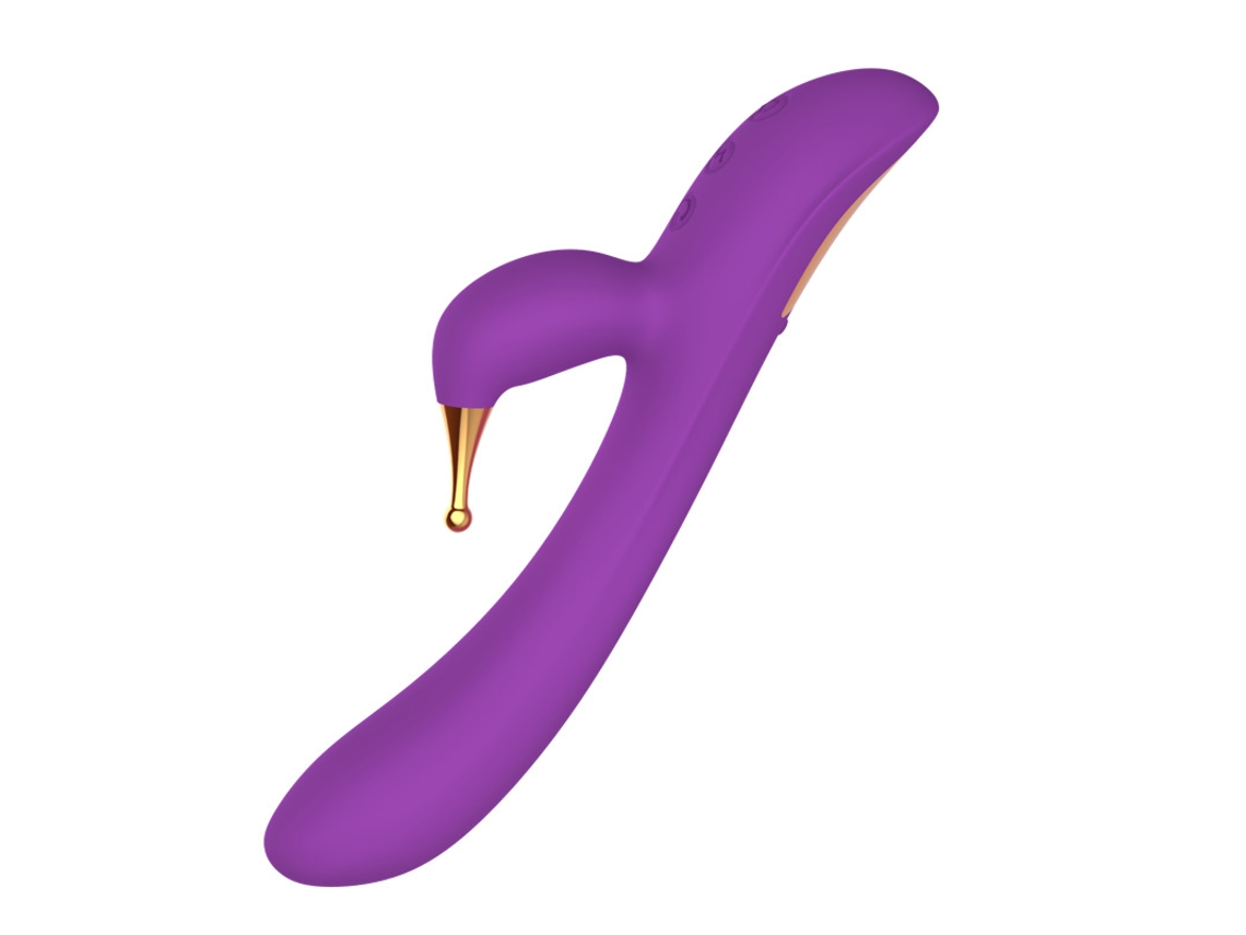 Vibrador De Massagem De Silicone Impermevel Multifrequncia De Cabea Dupla Para Mulheres (roxo)