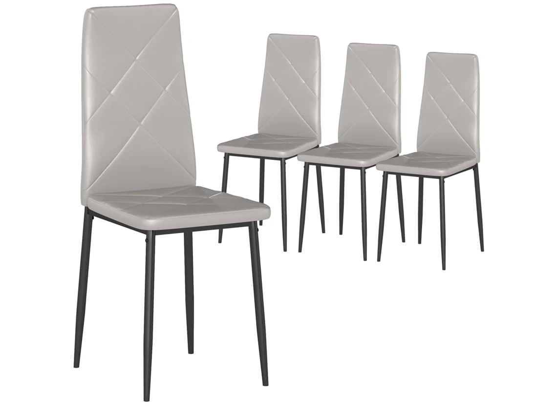 Conjunto de 4 Cadeiras de Jantar em Couro Sintético com S/MARCA
