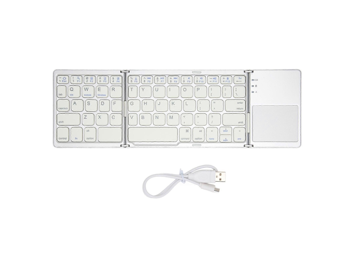 Teclado Bluetooth Dobrável Com 63 Teclas, Ultrafino, Em Metal, Com Touchpad, Compatível Com Windows, Ios E Android, Cor Prata, Da Yemma. Nostalgia88