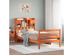 Vidaxl Cama Com Estante Sem Colchão 75x190cm Pinho Maciço Castanho-mel