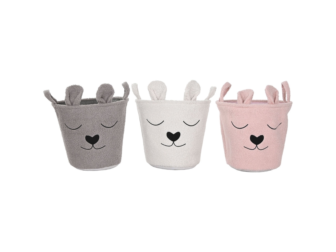 Cesta Decorativa Home Esprit Castanho Bege Cor De Rosa 35 X 35 X 41 Cm (3 Unidades)