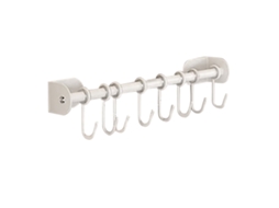 Suporte de Utensílios de Cozinha Aço Inox 40cm 8 Ganchos Branco