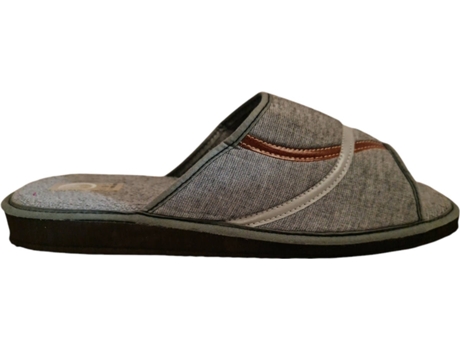 Pantufas AMOROS Rayas Têxtil Homem (40 - Cinzento)