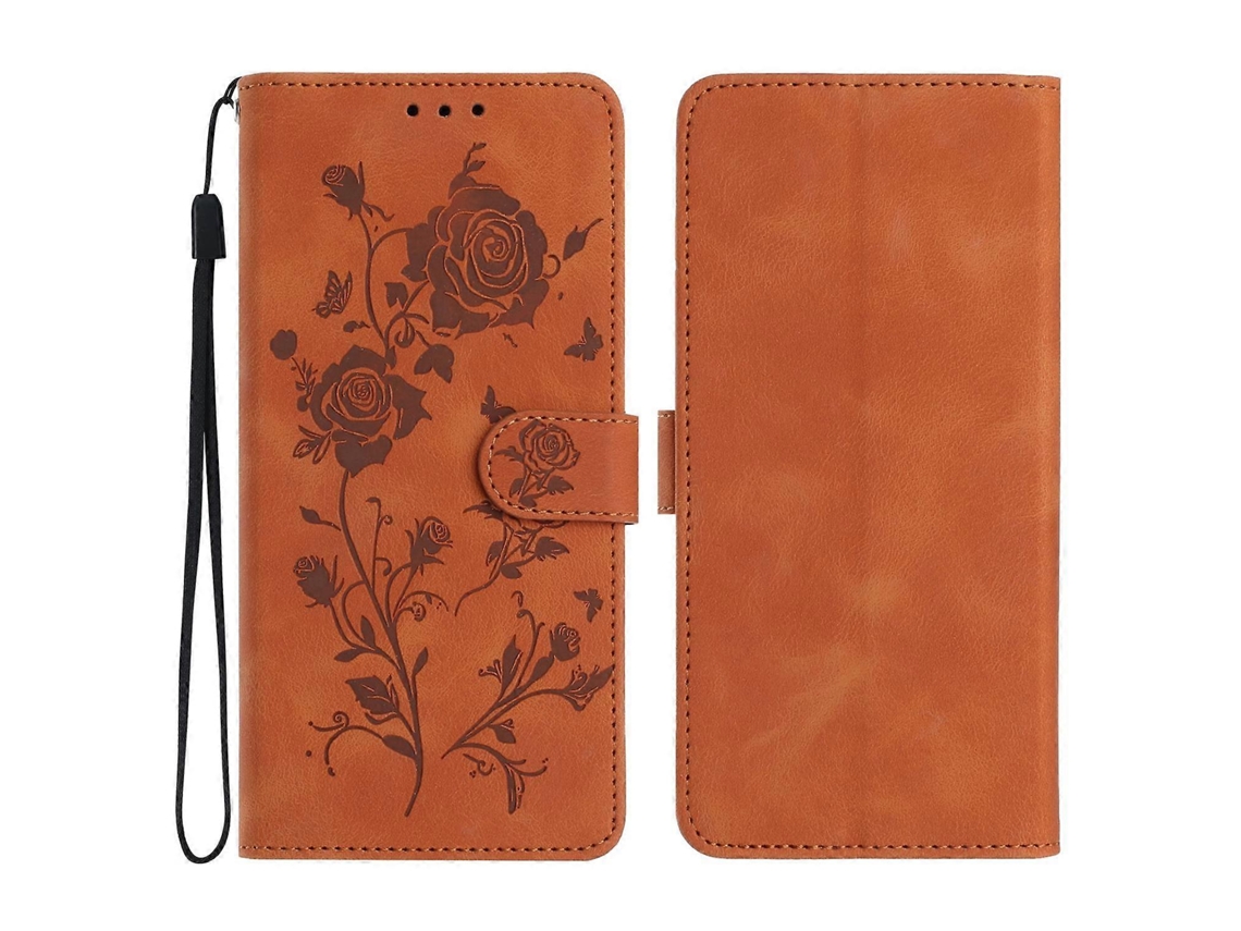 Capa De Celular Em Couro Com Estampa De Rosa Em Relevo Para Redmi 15 5g/4g (171 Mm, Tamanho Europeu).