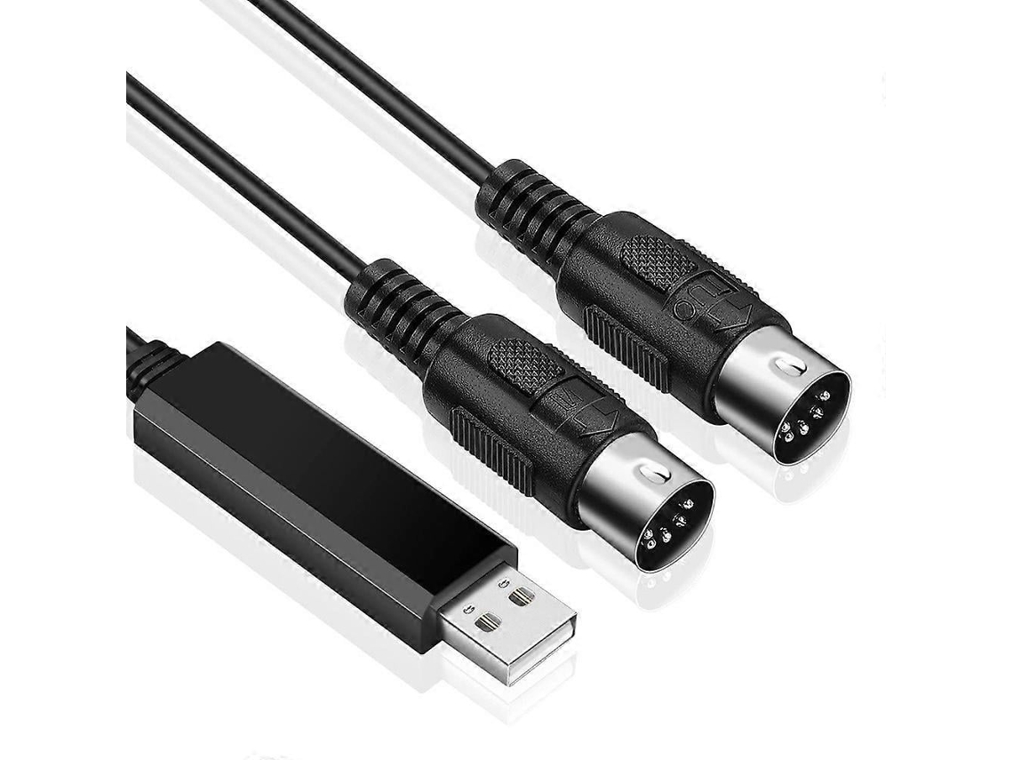 Lurelia Cabo USB MIDI USB-A USB-B DIN 5 Pinos, Interface para Teclados, Pianos e Sintetizadores, PC e Computador