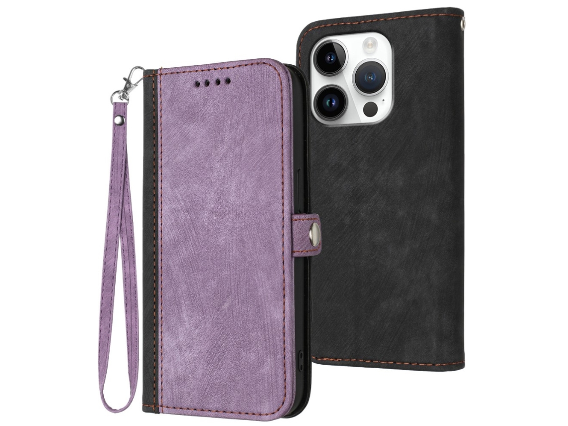 Capa Em Couro Pu, Magnético Para Apple Iphone 16 Pro Max - Roxo