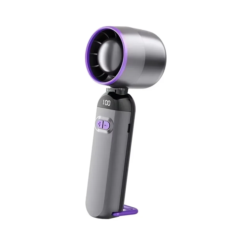 Ventilador Portátil De Mão Tipo Turbina (cinza) 3000mah Com 5 Velocidades, Recarregável Via Usb.