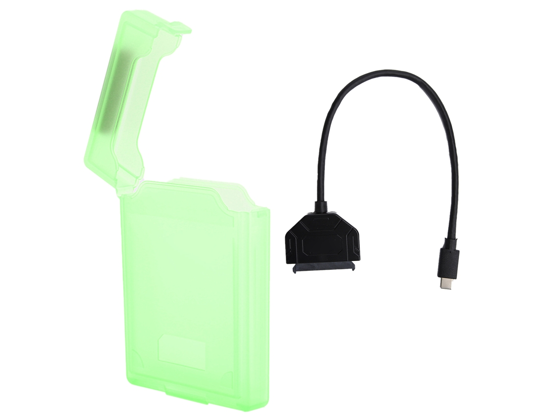 Kit De Caixa De Proteção Para Adaptador De Disco Rígido Sata Type C Usb3.0 Verde Luz Dourada