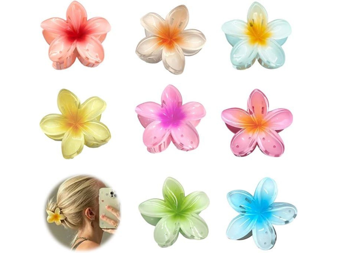 Grampo De Cabelo Não Especificado Flor Havaiana 8 Cores Design Elegante Material Durável