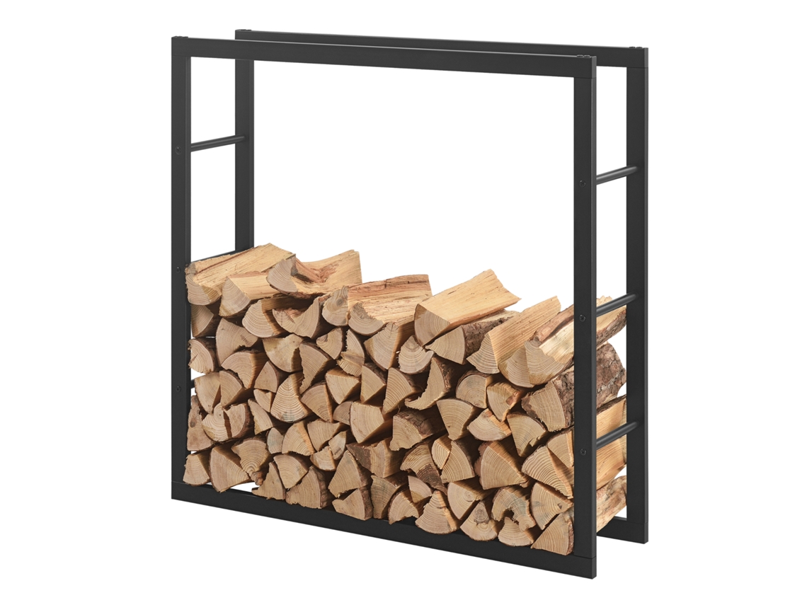 Suporte para lenha [EN.CASA] Täby em aço 100 x 25 x 100 cm preto