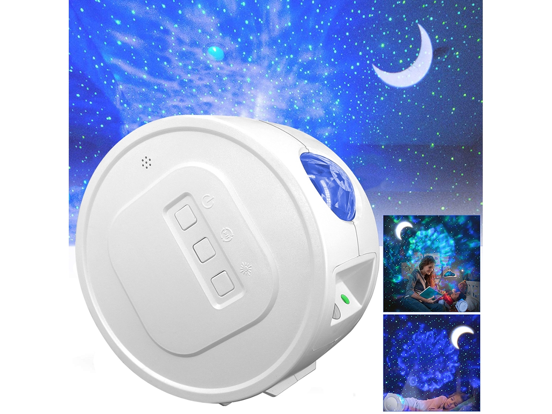 Lâmpada Projetora Ocean Sky com Padrão de Água Colorido, Lua Giratória e Ativação por Som