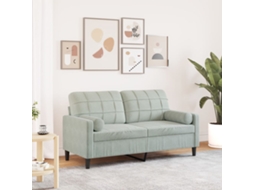 Vidaxl Sofá 2 Lugares + Almofadas Decorativas 140cm Veludo Cinza-claro