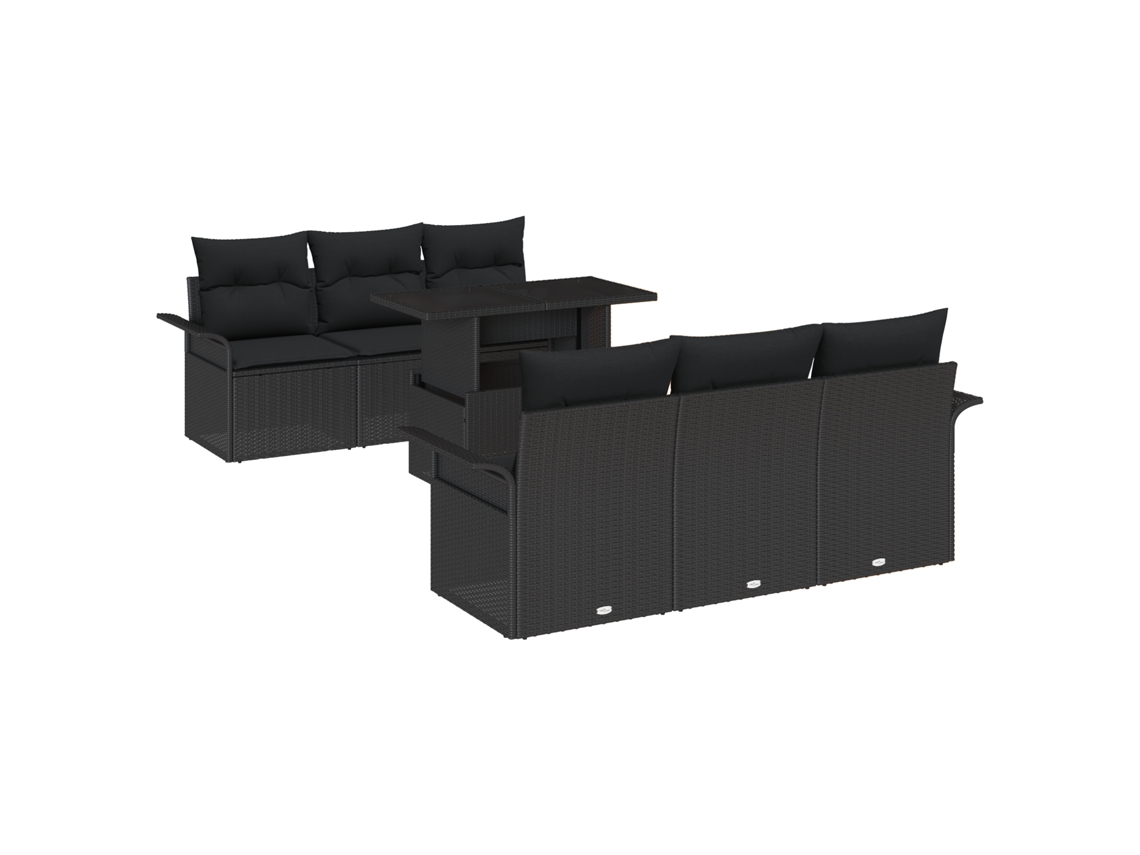 Conjunto 7 Móveis De Jardim Vidaxl Preto Vime Pe (100 X 55 X 73 Cm)
