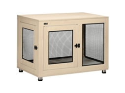 Gaiola para cães S/MARCA, com 2 portas, trancável, 94x60x71,5cm, preto/natural