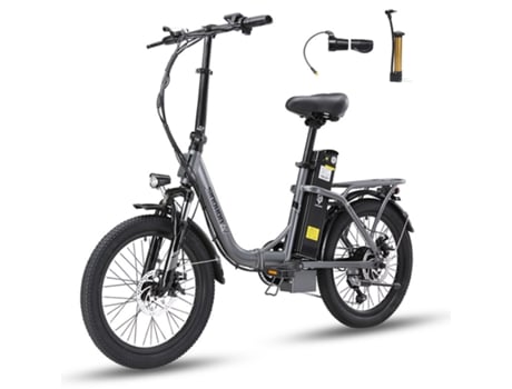 Bicicleta Eléctrica Sinohon C20 250w 18ah 25km/h 20 Polegadas Mulheres/homens 7 Velocidades Sensor De Torque Cinza