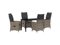Conjunto 5 De Jantar De Jardim Com E Travesseiros Vidaxl Em Rattan Pe Cinza