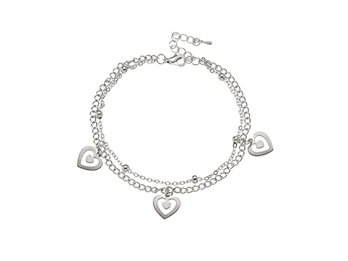 Pulseira de tornozelo feminina, lua, corrente, pedras, ajustável | Sem marca