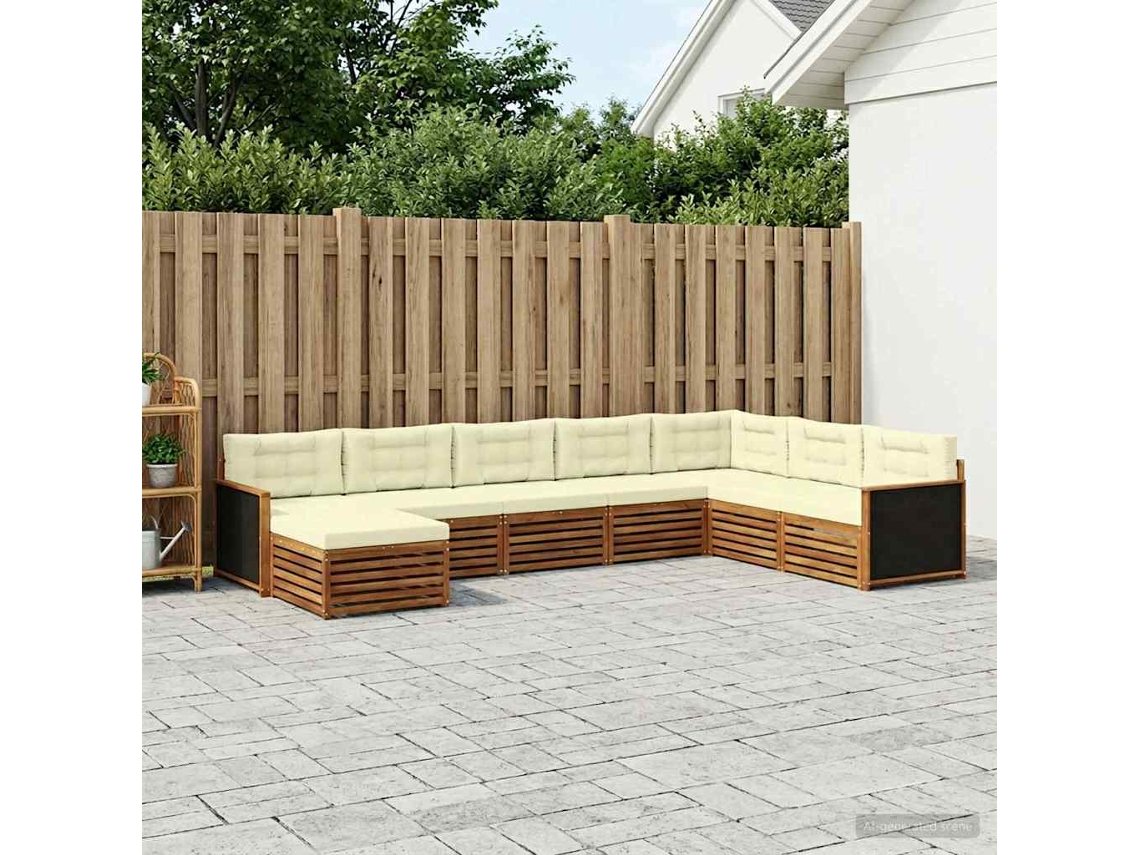 Vidaxl Conjunto De Sofás Para Exterior 8 Unid. Natural E Creme