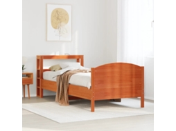 Vidaxl Cama Sem Colchão 100x200 Cm Pinho Maciço Castanho-mel