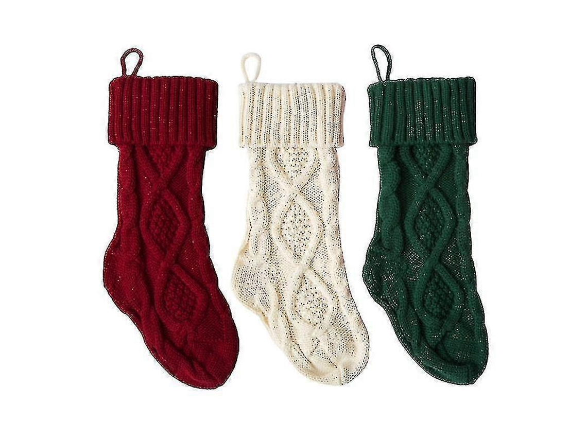 Meias De Natal, Conjunto De 3 Peças, Multicoloridas E De Grande Capacidade, Feitas De Acrílico Olysi Shop