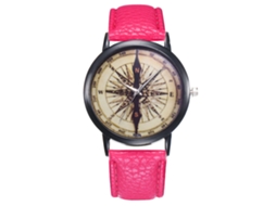 Relógio masculino de quartzo com pulseira de couro PU, mostrador redondo, modelo Zhoulianfa T425, nas cores vermelho e rosa.