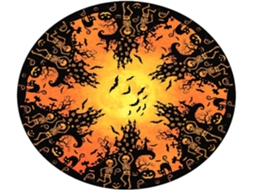 Toalha De Mesa Redonda Elástica, Reutilizável, Com Estampa De Caveira De Morcego.