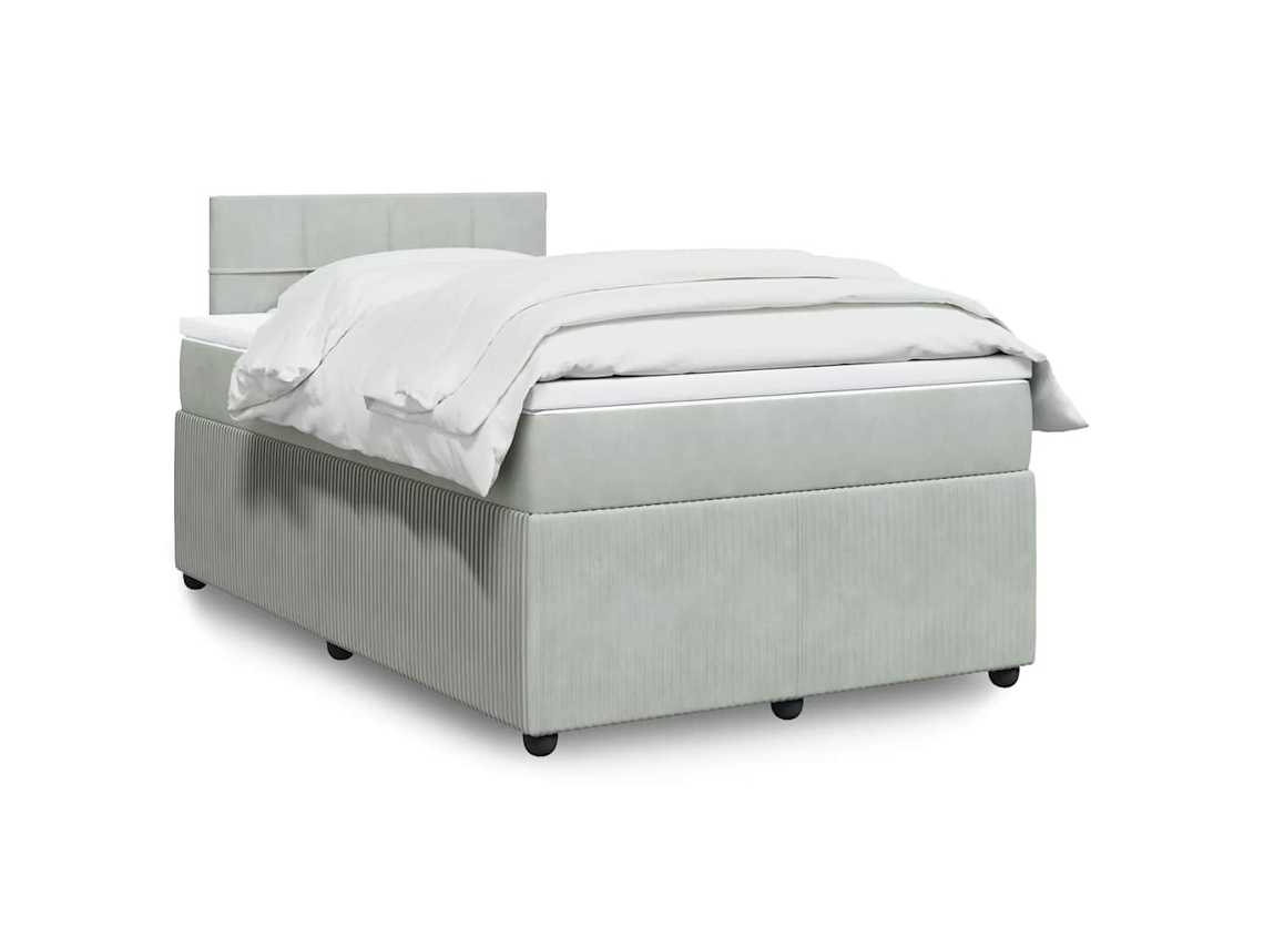 Vidaxl Cama Boxspring Com Colchão 120x190 Cm Veludo Cinzento-claro