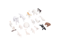 Mali conjunto de 18 Figuras de Animais do Ártico com Casa de Neve Brinquedo Educativo Pvc