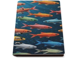 Caderno De Anotações Colorful Fish A5 Com 6 Argolas, Espiral Profissional Com Capa De Couro Pautado, Pastas