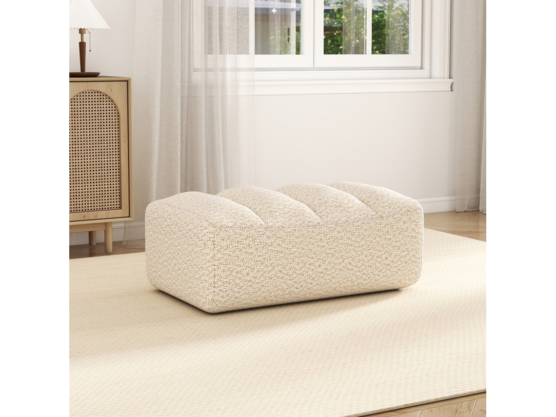 Otomano Brravo Em Granular Fleece Bege Branco