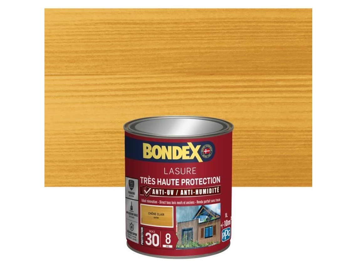 Lasure Bondex Índice 30 Carvalho Claro Satinado 1l Muito Alta Proteção 8 Anos