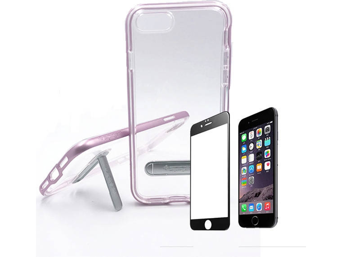 Kit Capa e Película Vidro iPhone 7, 8 Spigen Crystal Hybrid Rosa