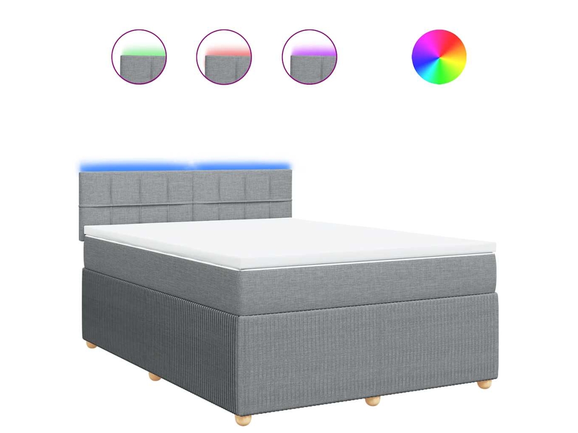 Cama com Molas e Colchão Tecido Cinzento Claro MAISON EXCLUSIVE (140x190 cm)