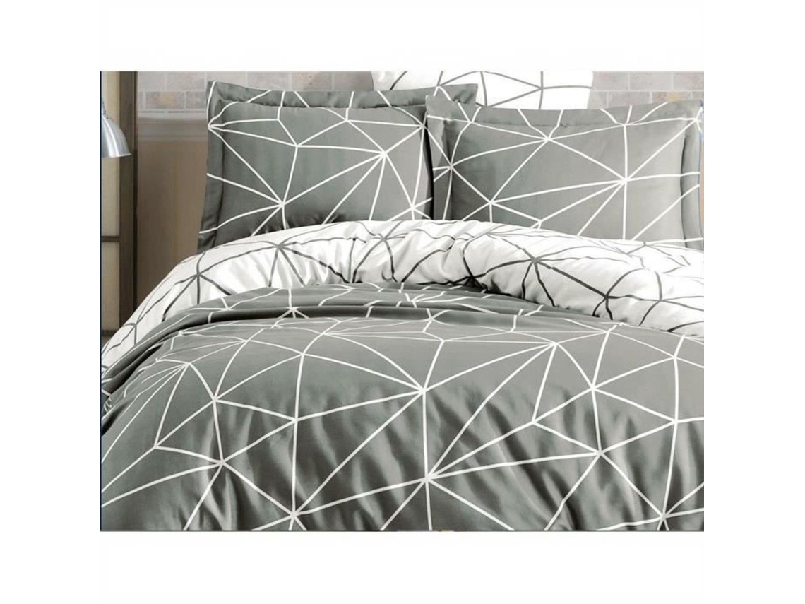 Conjunto de cama - Capa de edredom 220 x 240 + 2 fronhas 60 x 60, algodão reforçado - Cinza