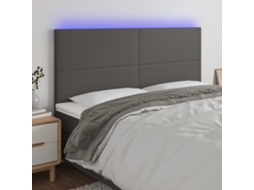 Cabecero con LED 200x5x118/88cm Piel Sintética Gris