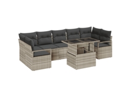 Conjunto 8 Conjunto De Sofá De Jardim Vidaxl Cinzento-claro Vime Pe (100 X 55 X 73 Cm)