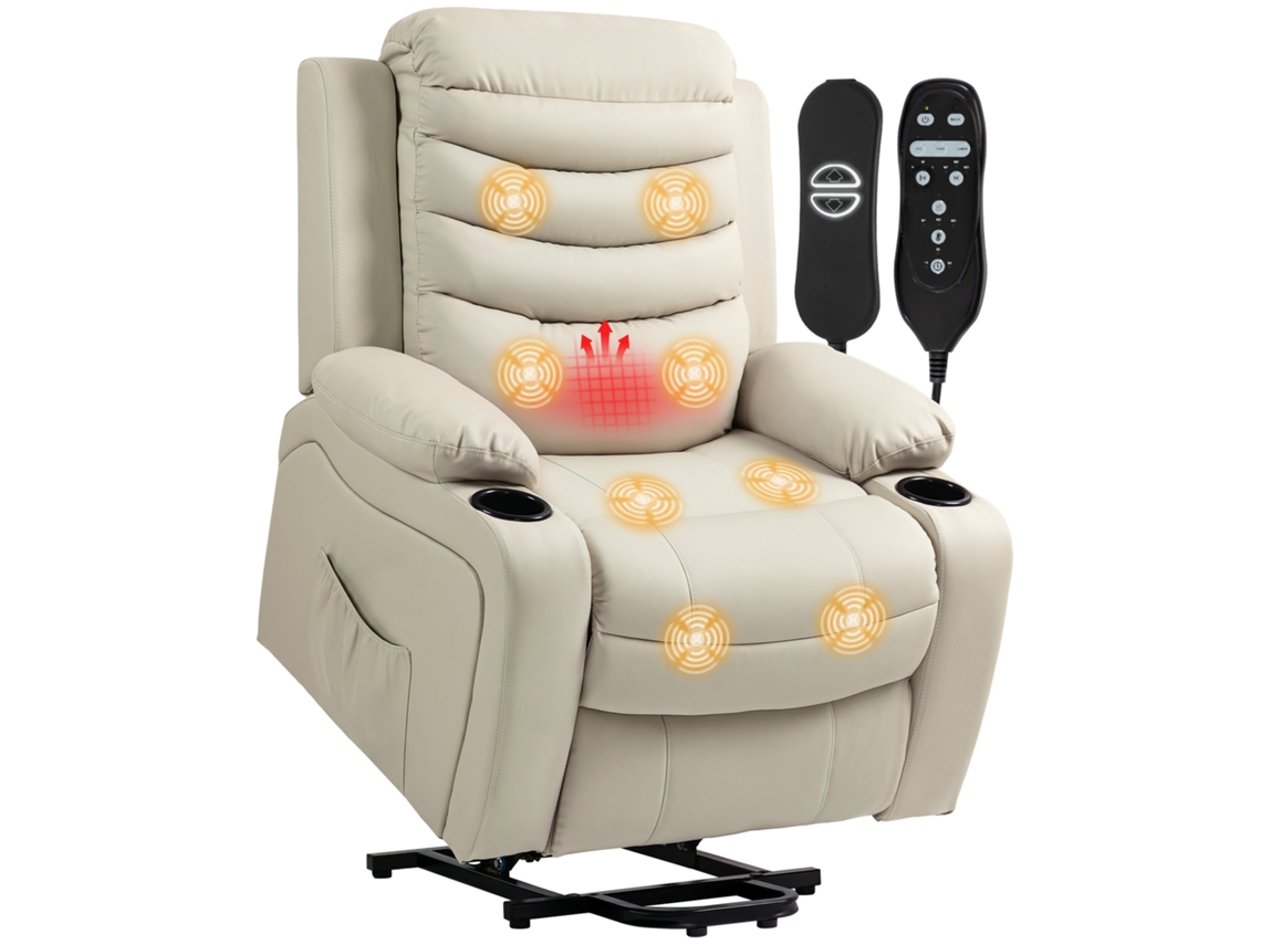Televisão com poltrona reclinável, massagem, aquecimento, portas USB, creme