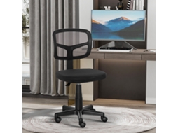 Giratória 360° Cadeira De Escritório Com Altura Ajustável Suporte Lombar 43x48x77,5-89,5cm Preto
