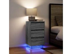 Vidaxl Mesa De Cabeceira Com Luzes Led 38x34x65 Cm Cinzento-sonoma