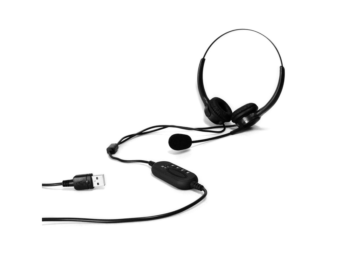 Usb Headset With Noise Cancellation And Flexible Microphone For Call Centers.