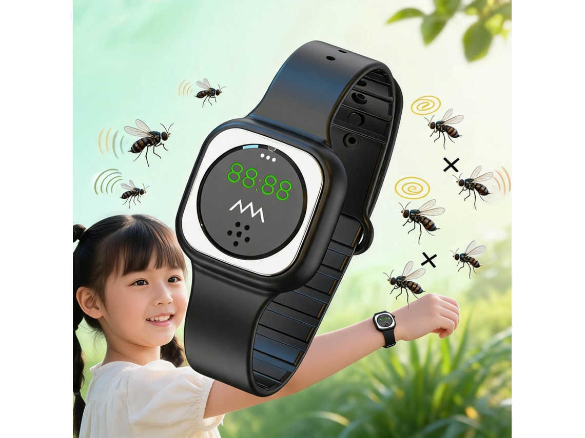 Pulseira Repelente Ultrassónica, para Exterior, Adultos e Crianças CZHHMART (preto)
